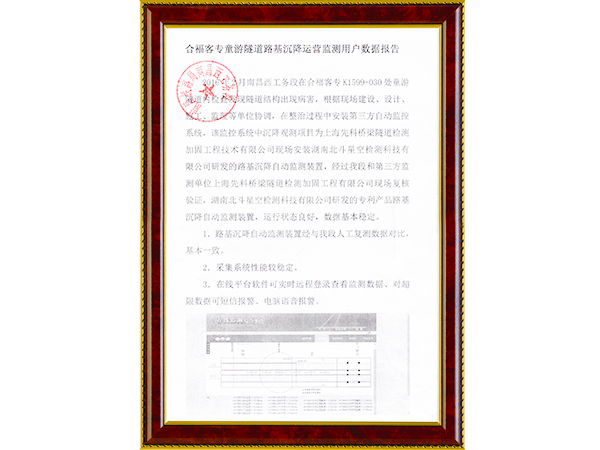 合福客專童游隧道路基沉降運(yùn)營檢測用戶數(shù)據(jù)報(bào)告